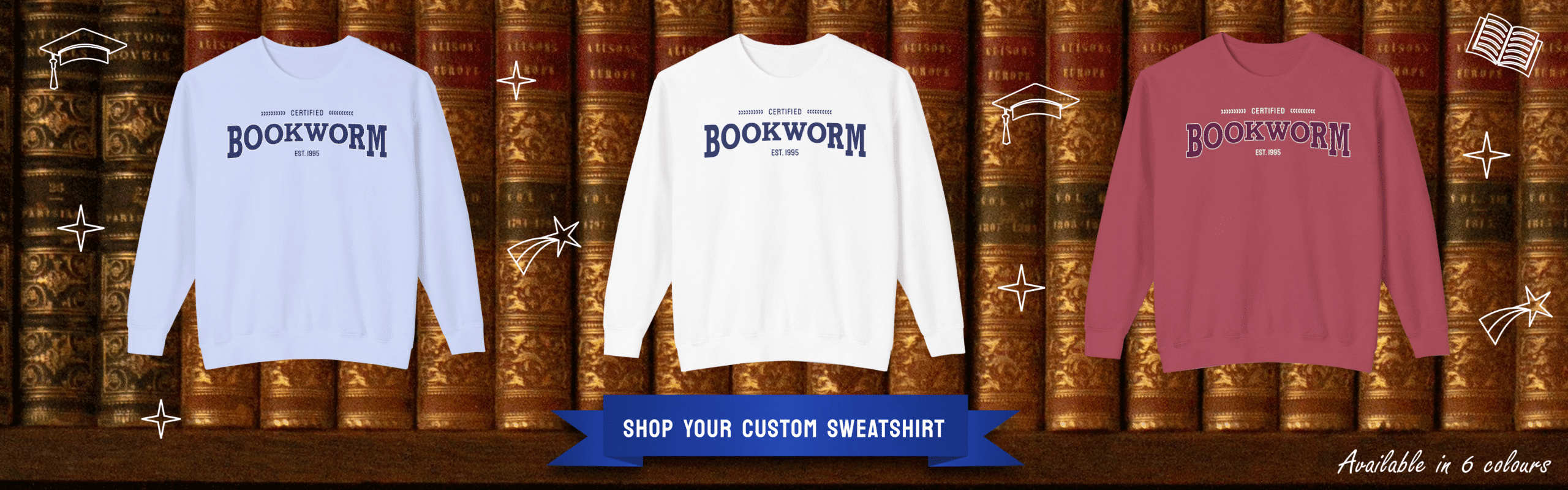 Home 3 Custom Certified Bookworm Unisex Cotton Long Sleeve Lightweight Crewneck Sweatshirt For Men and Women โ Literary Inspired Bookish Design Hero Image